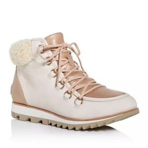 Sorel Women's Cream and Rose Gold Lace-Up Ankle Bootie